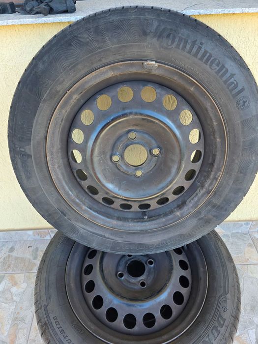 4 Roti de vara, janta tabla otel, 6Jx15 h2 15 inch,4x100, cu Anvelopa Continental si Dunlop