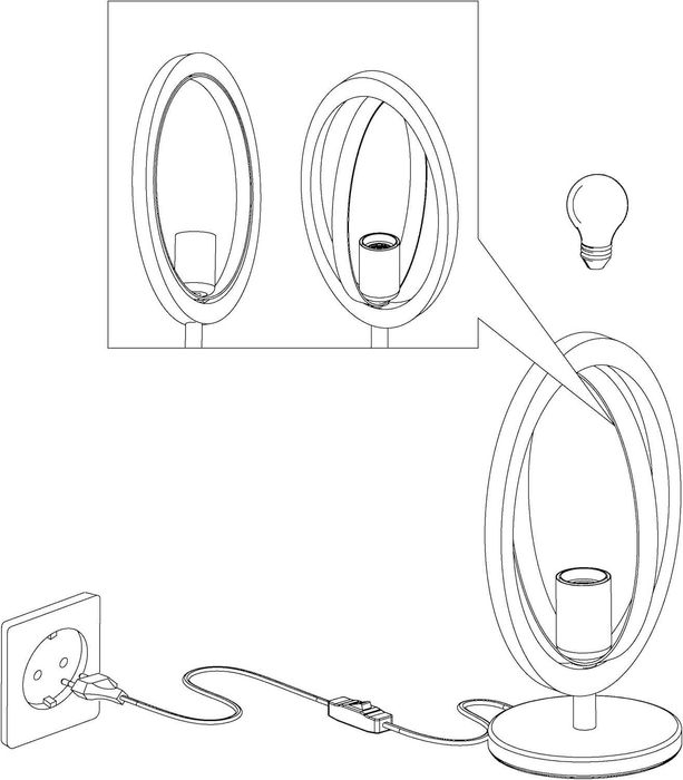 EGLO Lampă de masă vintage industrială E27 oțel si lemn negru-maro
