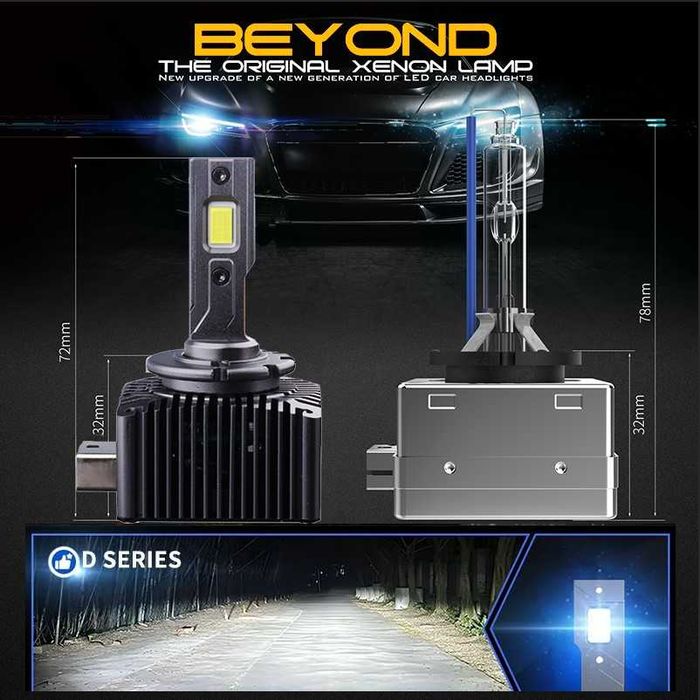 Set 2 Becuri LED Faruri D3S CANBUS 70W 30000LM 6000K Conversie HID LED