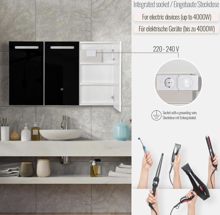 Огледално шкафче за баня Aquamarin® с LED осветление