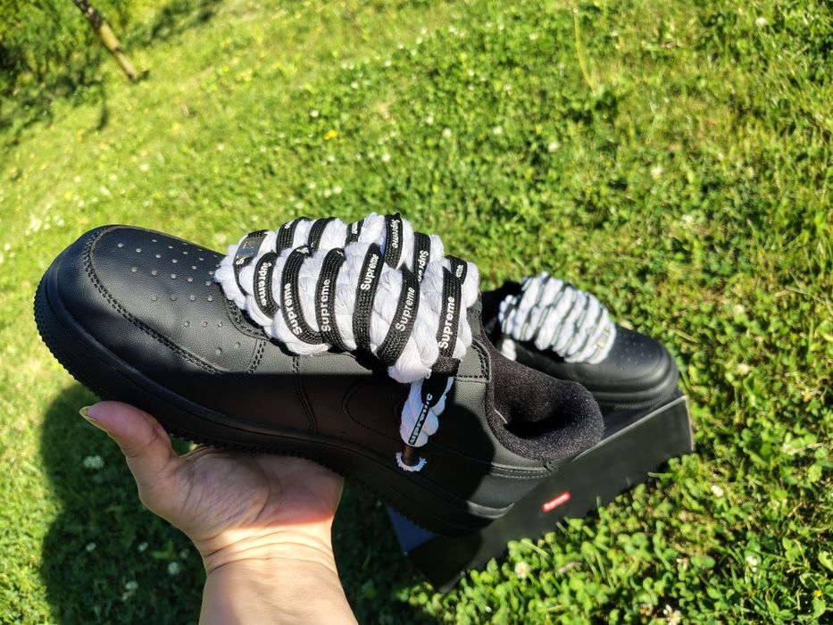 Nike Air Force 1 Low x Supreme Black - Mărimea 39(Șireturi groase/Rope laces)