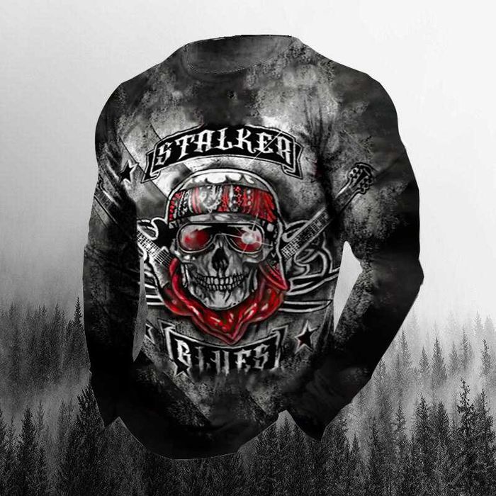 Лонгслив – футболка мужская с принтом из микрофибры