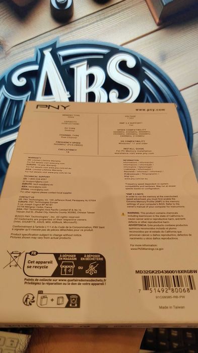 Новая оперативная память DDR4 PNY 32GB (2 x 16GB) 3600 MHz CL18 из США