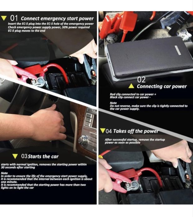 Dispozitiv multifunctional Nor-Tec, starter auto, power bank 7200 mAh, portabil, lanterna LED, husa inclusa