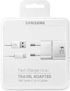 Samsung 15W адаптер за бързо зареждане с USB Type-C - бял