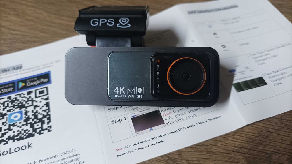 Camera auto portabila Dash Cam 4K WI FI  GPS