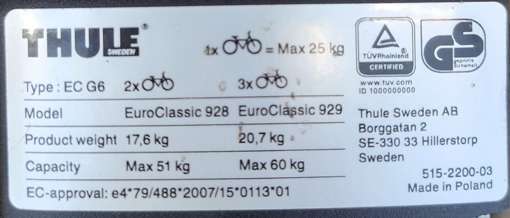 Suport 3 biciclete Thule