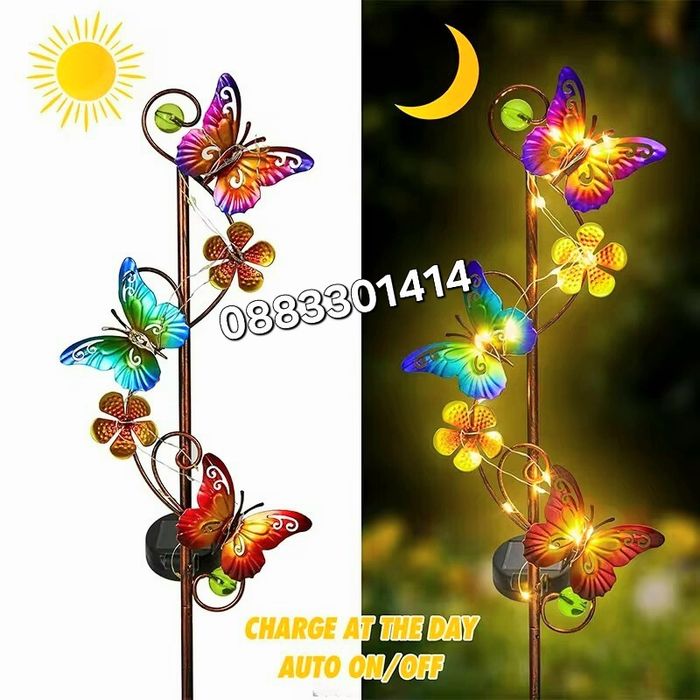 Соларен стик Светещи пеперуди LED Градинска декорация