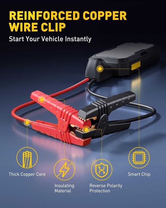 Пусковое зарядное (power bank) устройство AUXITO 5000A/2000LM/12000mAh