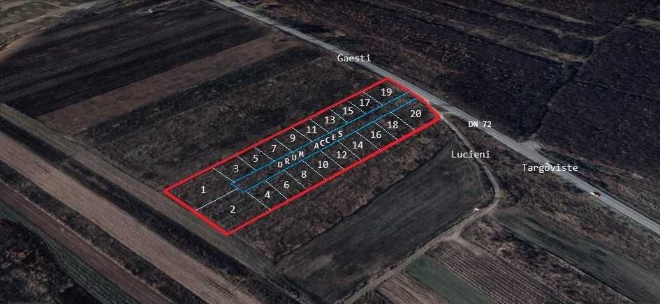 Lot teren intravilan Lucieni, langa Targoviste, deschidere la DN 72