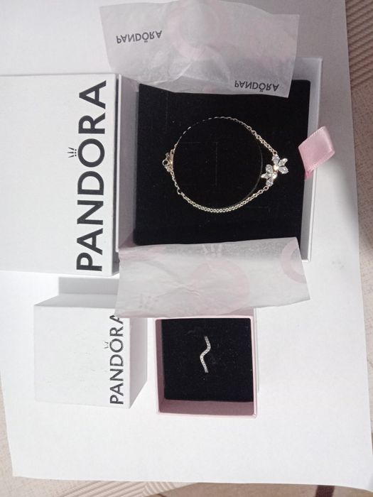Бижута PANDORA комплект гривна и пръстен  ново