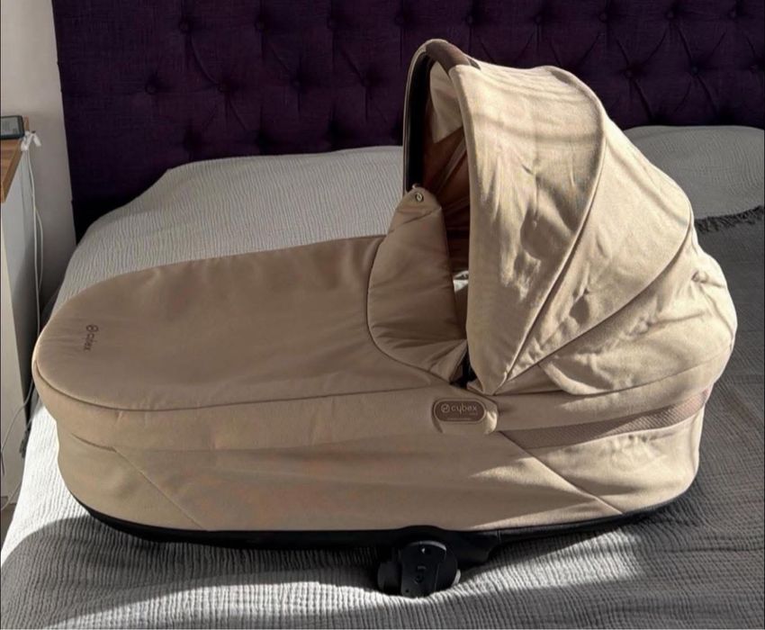 Кош за новородено Cybex Balios S Lux, цвят Almond Beige + дъждобран