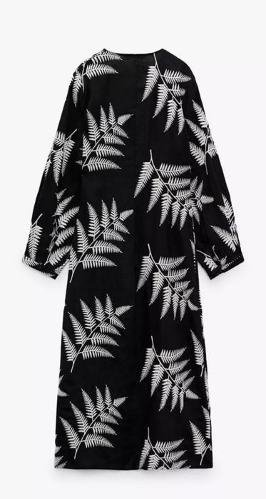 Rochie din in cu brodarie Zara limited edition