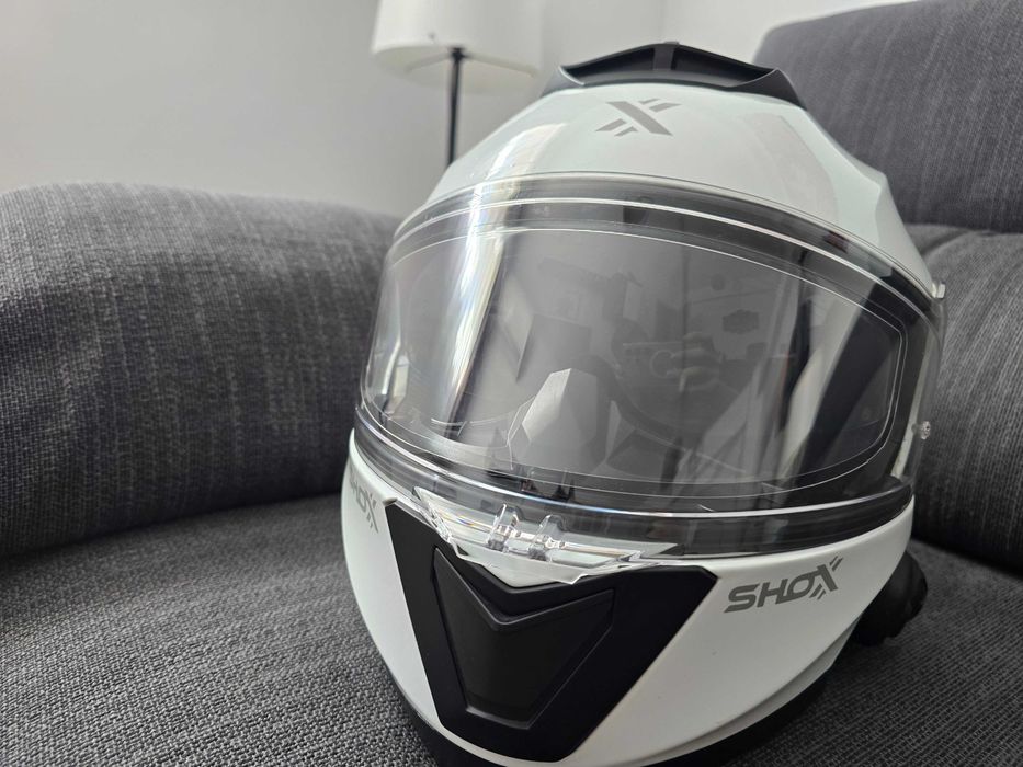 Casca moto modulara Shox Destination alba plus SENA SMH5