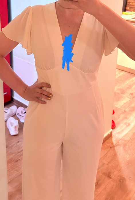 Дамски официален бял гащеризон. Нов абсолютно.