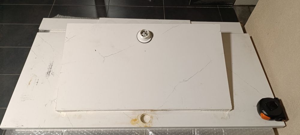 Chiuveta quartz, cu blat, pentru baza lavoar 100 cm