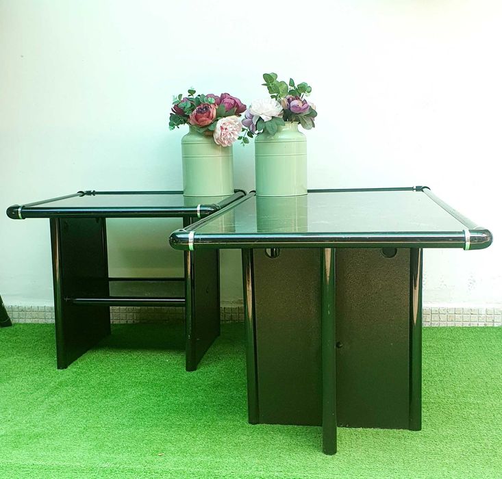 Маса за кафе със стъклен плот ефект "мрамор" малка