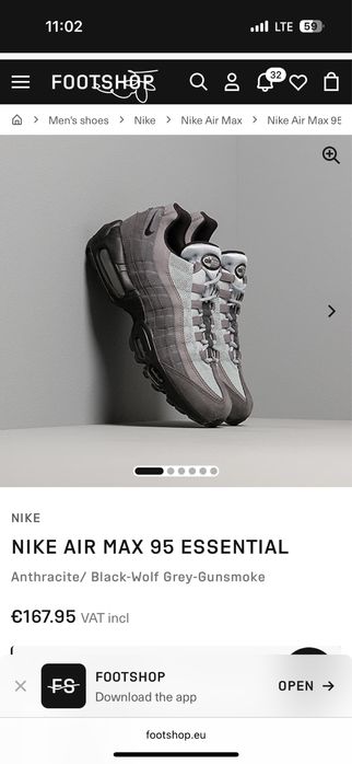 Nike air max 95 essential grey