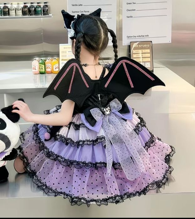 Платье детское Куроми, нарядное, с пышной юбкой, фиолетовое с черным