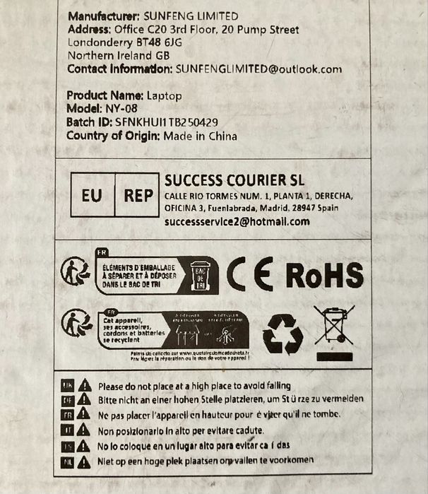 Laptop Sunfeng Funyet 16/512gb