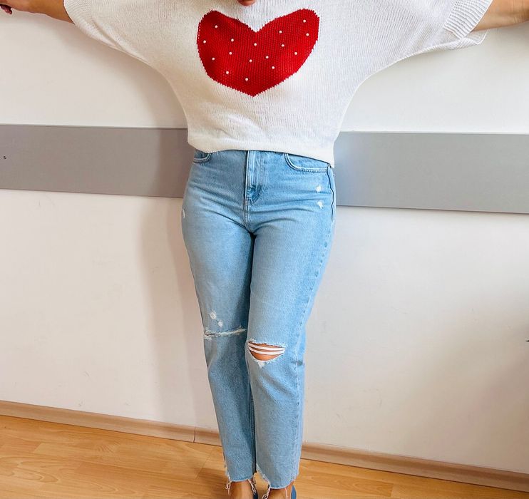 Zara denim деним 29/30номер  & heart blouse