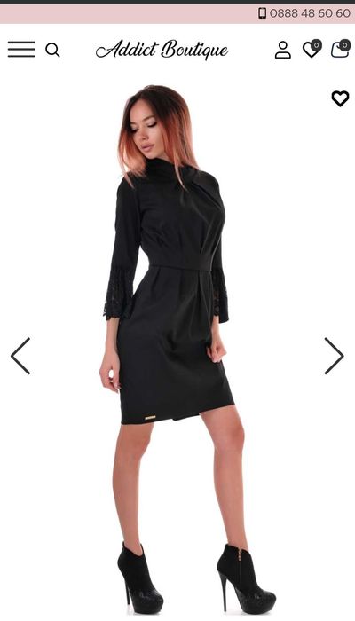 Елегантна черна Рокля Addict boutique,  размер S, като нова