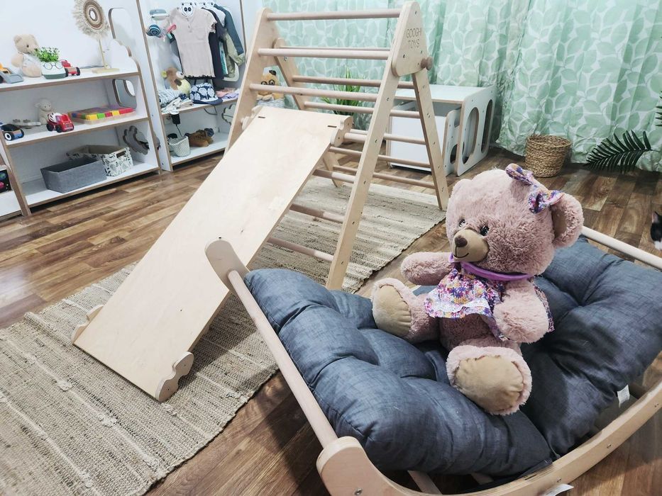 Pikler Triunghi Montessori catarare + rampa +semcerc+ perna, pickler