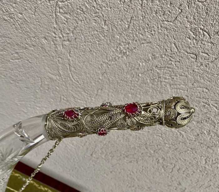 Cornul abundentei-cristal Bohemia-argint filigranat-Austria