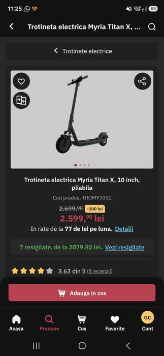 Myria titan x - roti 10 inch - autonomie 95 km - viteza 25 km