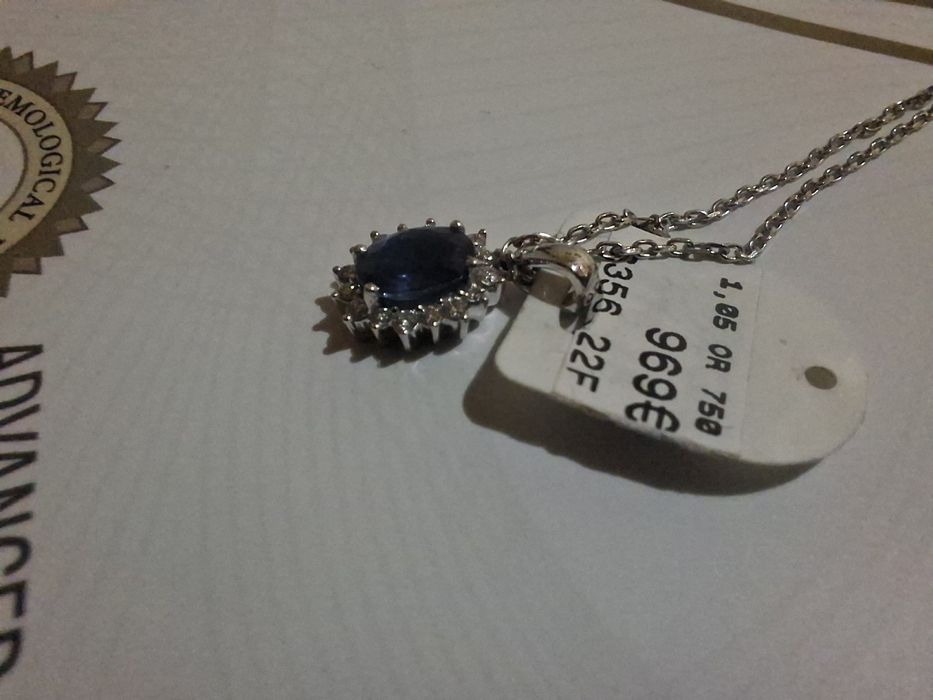 Pandantiv aur 18k, diamante si safir
