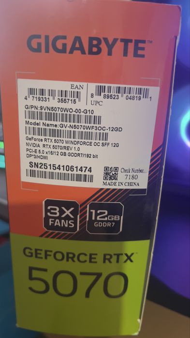 Продава се: RTX 5070 Gigabyte Windforce OC SFF 12GB