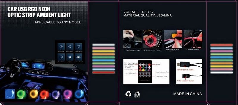 Fir neon cu LED RGB conectare mufa USB si telecomanda 4 metri ERK