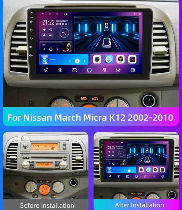 Мултимедия Двоен дин Nissan Micra K12 Навигация плеър Android 2DIN