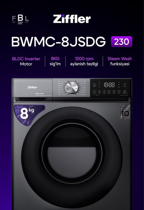 Ziffler kir moshina 8KG