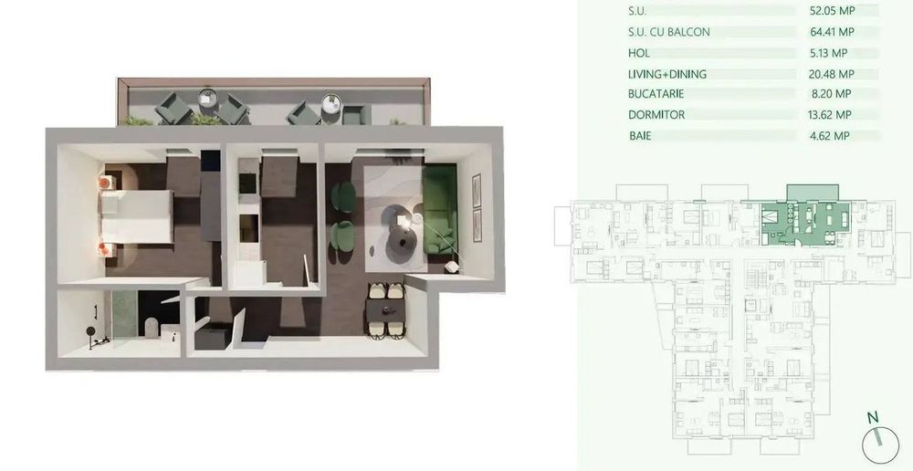 Apartament 2 camere, balcon, Metrou Mihai Bravu |Comision 0 |Bloc Nou
