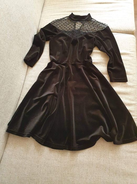 Черна рокля плюш