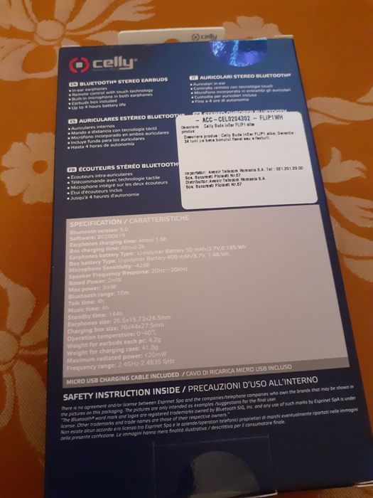 Casti Celly bluetools stereo earbuds , noi sigilate