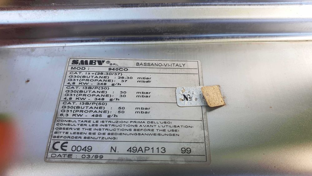 Smev blat inox cu aragaz cu 3 ochiuri  si chiuveta, import Germania