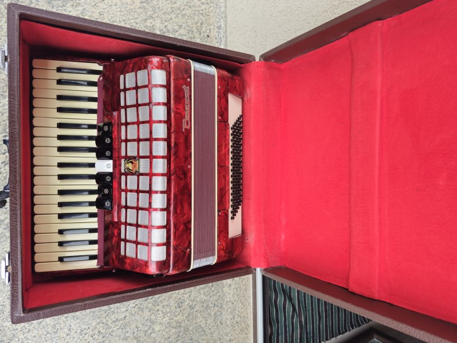 Acordeon Parrot cu 96 basi rosu sidef