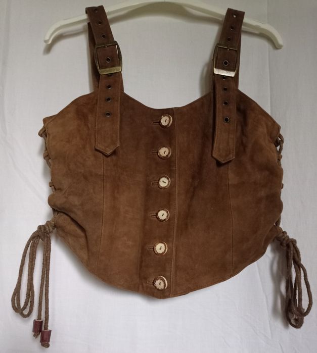 Vesta scurta piele naturala retro - vintage S - M maro