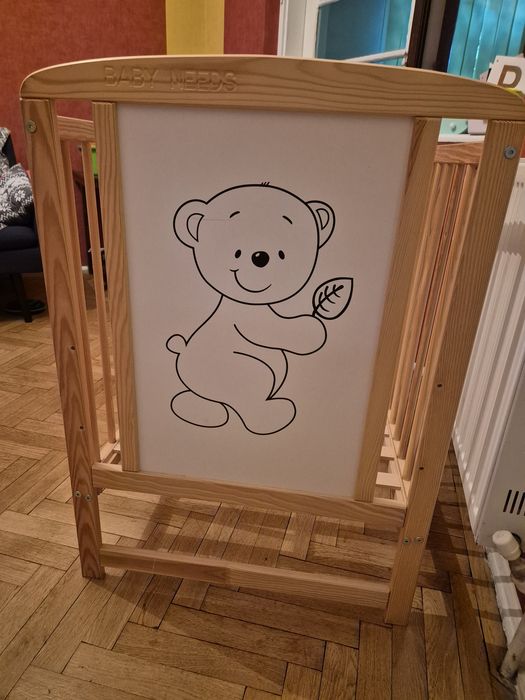 Patut bebe lemn natur, reglabil la 3 inaltimi , 120x60 cm