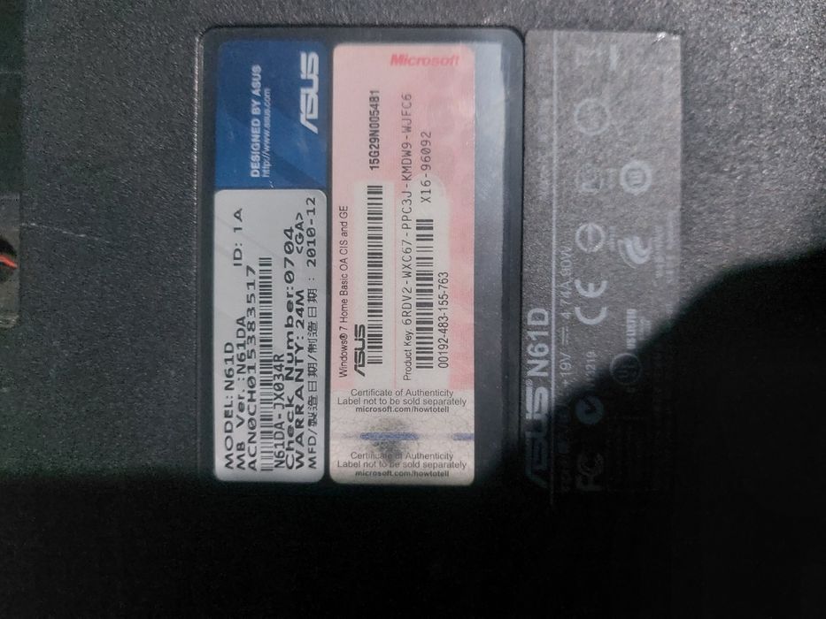 Asus n61d донор на запчасти