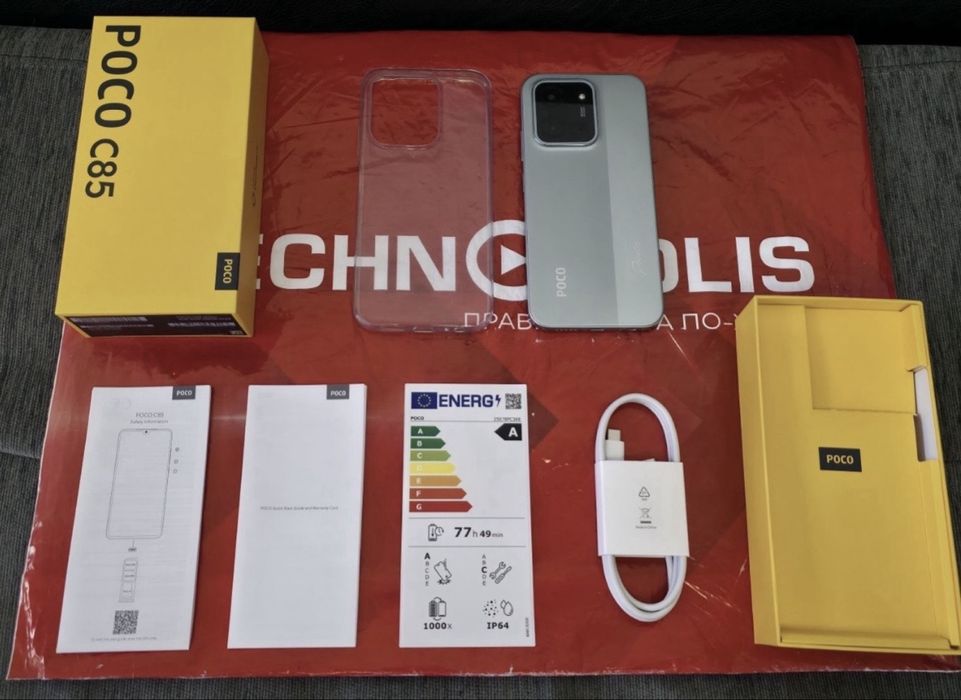 ЧИСТО НОВ 256GB Poco c85 Гаранция Технополис 2028г. Green