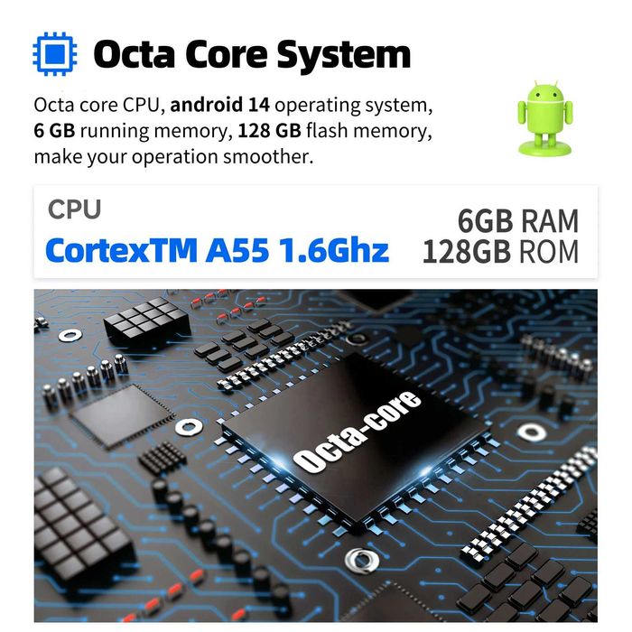 9” 2-DIN мултимедия с Android 14, 4G/LTE, RDS, 6/128GB