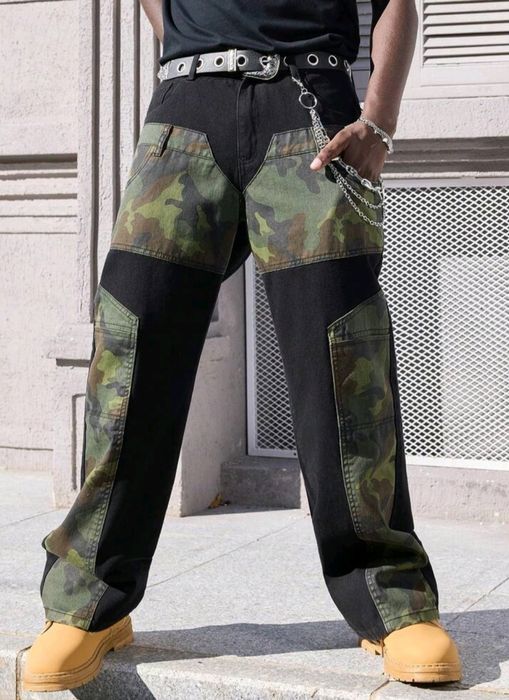 Нови военни дънки baggy панталони камуфлаж  Loose Fit Jeans карго Хл Л