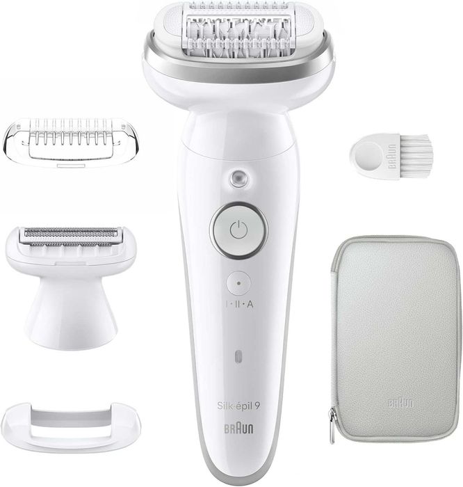 Епилатор Braun Silk·épil 9 9-041 за мокро и сухо, с въртяща се глава и гребен за подстригване