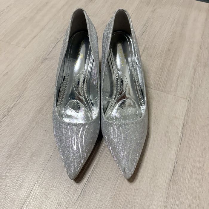 Туфли блестящие серебро
