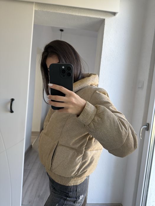 Яке, естествена яка, блестящо, палто