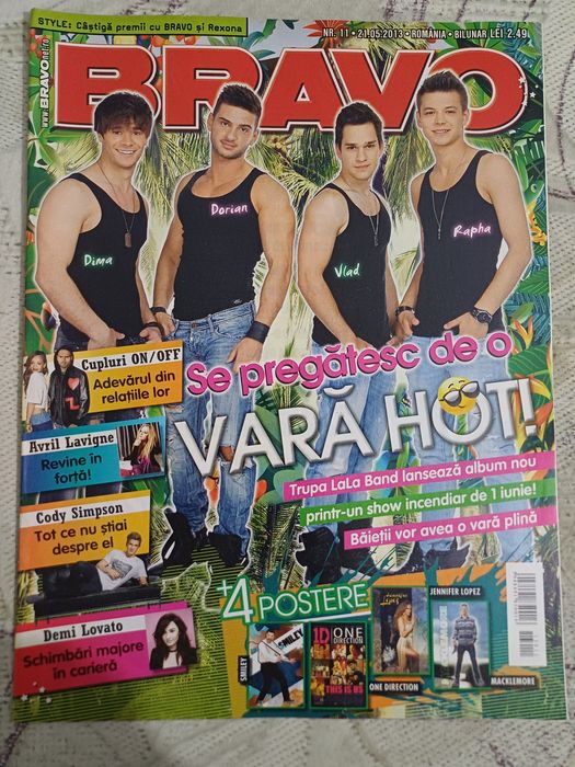 Vand revista Bravo mai 2013, completă, cu Lala Band, cu 4 POSTERE cu Smiley, Jennifer Lopez, One Direction si Macklemore in stare impecabilă