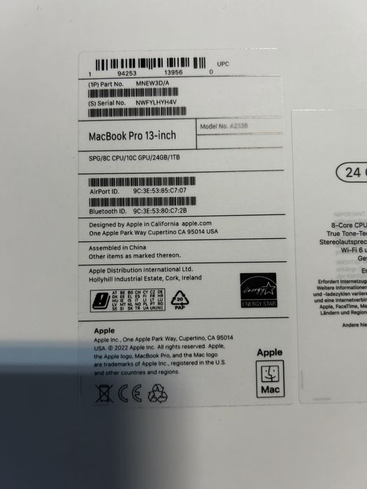 Apple MacBook Pro sigilat 24GB 1tb,M2